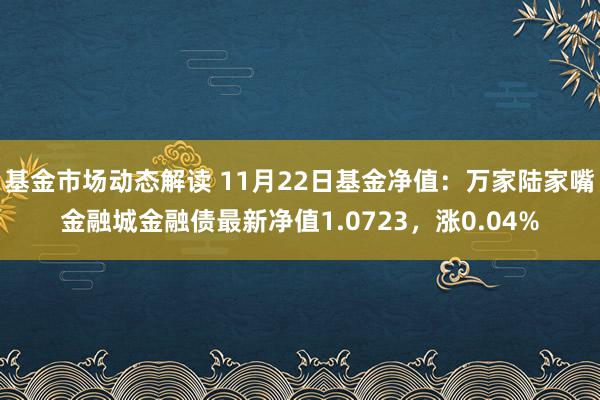 基金市场动态解读 11月22日基金净值：万家陆家嘴金融城金融债最新净值1.0723，涨0.04%