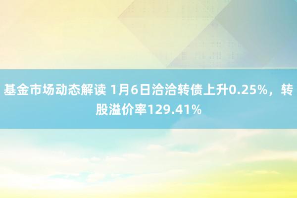 基金市场动态解读 1月6日洽洽转债上升0.25%，转股溢价率129.41%