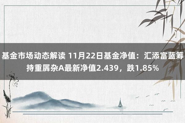 基金市场动态解读 11月22日基金净值：汇添富蓝筹持重羼杂A最新净值2.439，跌1.85%