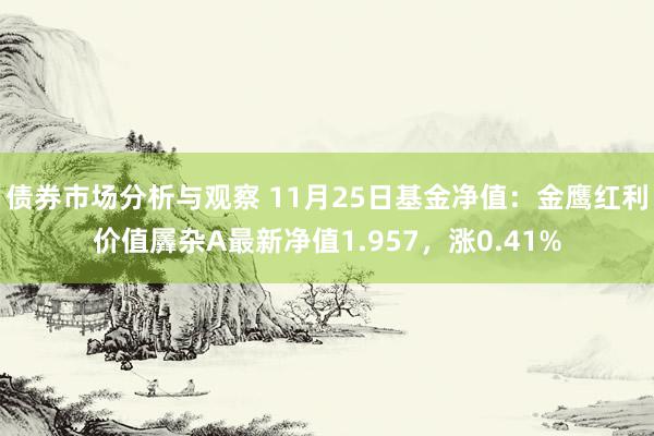 债券市场分析与观察 11月25日基金净值：金鹰红利价值羼杂A最新净值1.957，涨0.41%