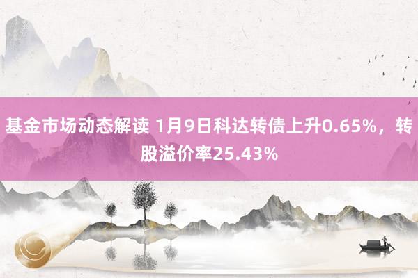 基金市场动态解读 1月9日科达转债上升0.65%，转股溢价率25.43%