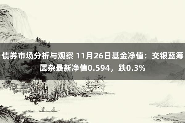 债券市场分析与观察 11月26日基金净值：交银蓝筹羼杂最新净值0.594，跌0.3%