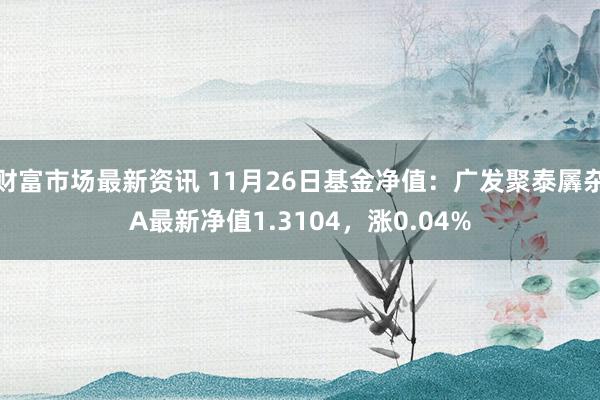 财富市场最新资讯 11月26日基金净值：广发聚泰羼杂A最新净值1.3104，涨0.04%