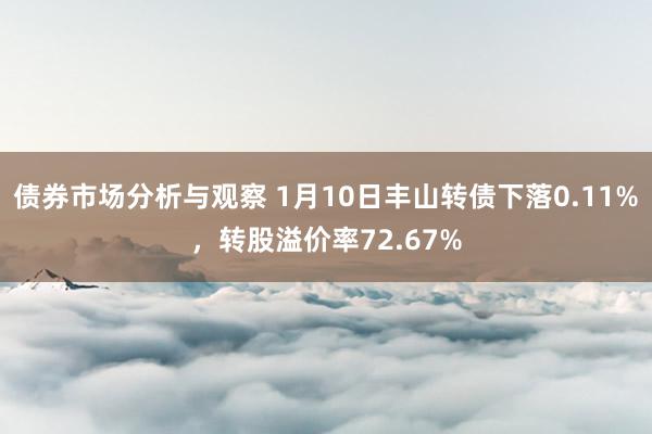 债券市场分析与观察 1月10日丰山转债下落0.11%，转股溢价率72.67%