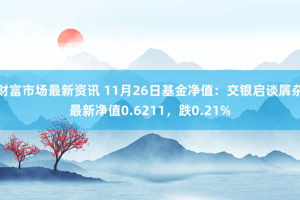 财富市场最新资讯 11月26日基金净值：交银启谈羼杂最新净值0.6211，跌0.21%