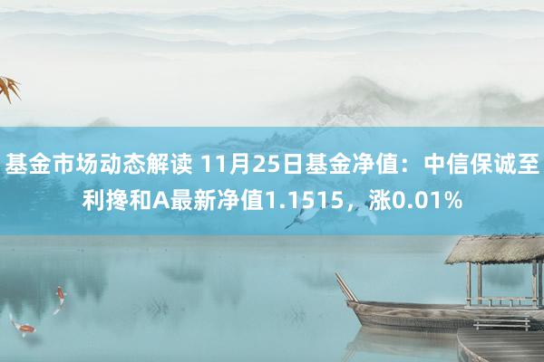 基金市场动态解读 11月25日基金净值：中信保诚至利搀和A最新净值1.1515，涨0.01%