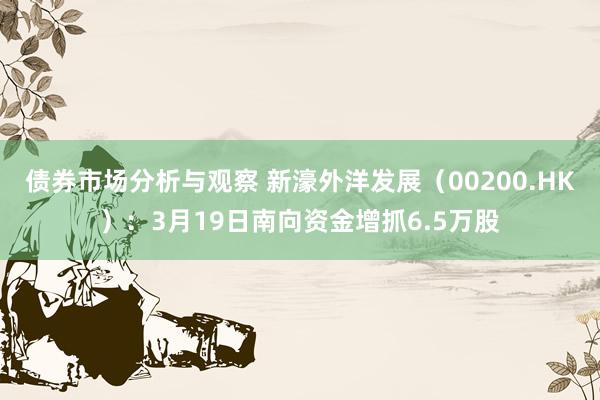 债券市场分析与观察 新濠外洋发展（00200.HK）：3月19日南向资金增抓6.5万股